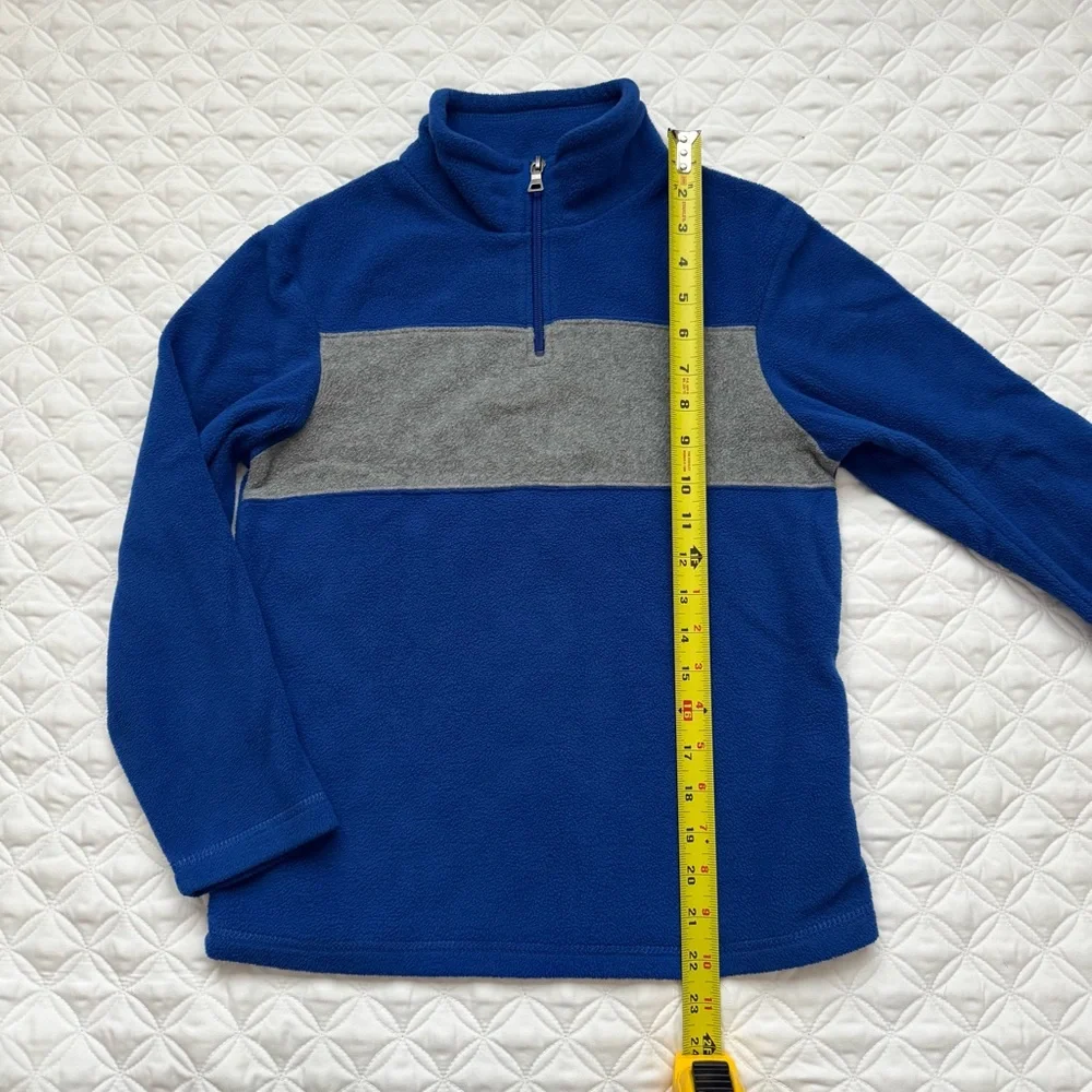 The Children's Place Blue Gray Stripe Quarter Zip Fleece Sweatshirt Size M 7-8